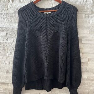 Madewell Black Chunky Ribbed Crewneck Sweater